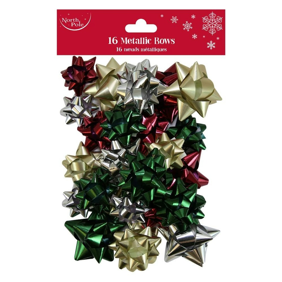 12 x Pack of 16 Modern Mix Metallic Christmas Bows