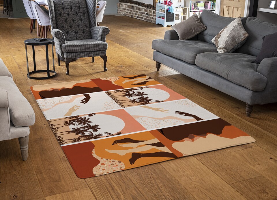 image 1 of Abstract & Floral Collages, Landscape Scenes Designer Rug | Multi