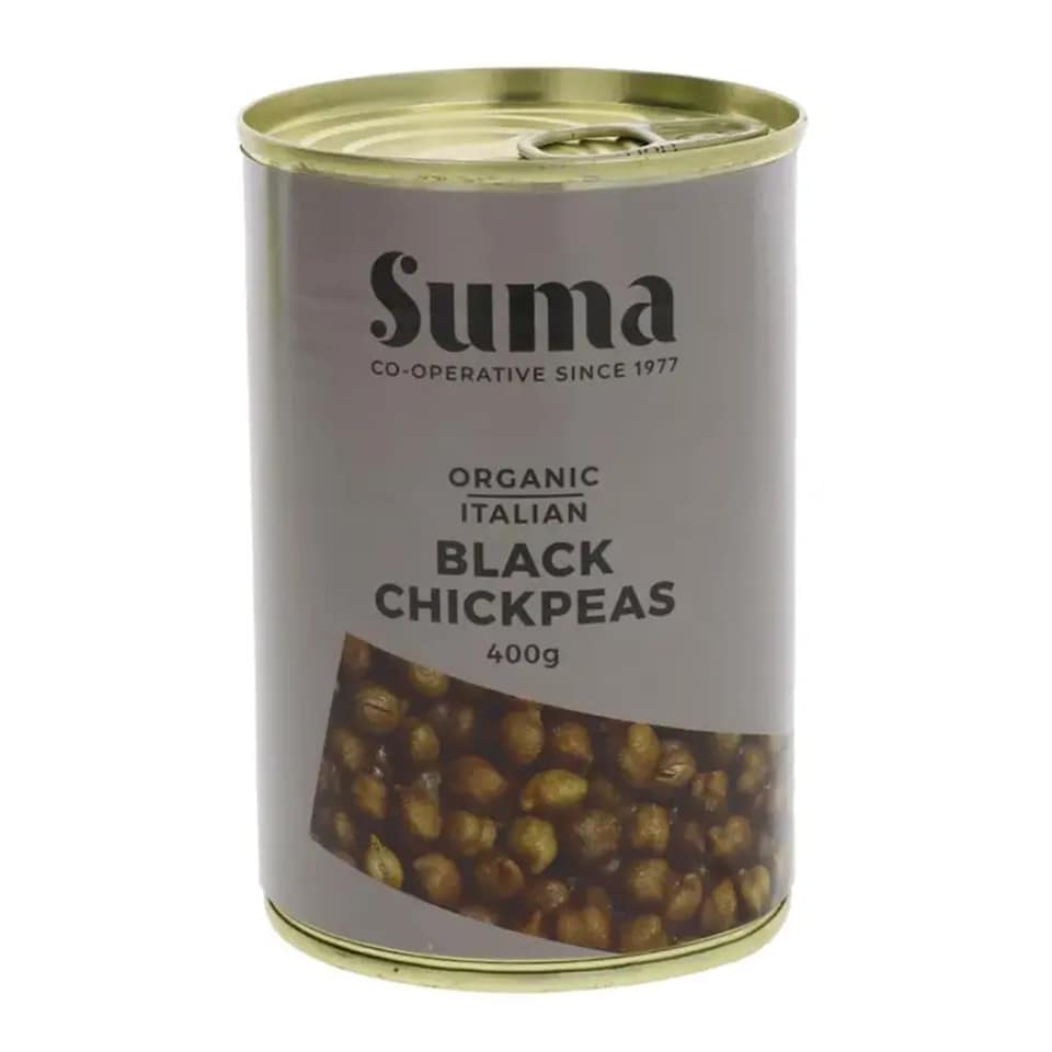 Organic Black Chickpeas in Filtered Water 400g (Suma) | Multi
