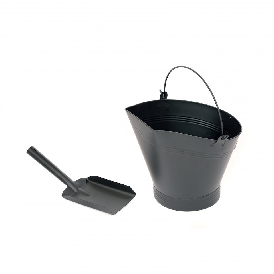 image 1 of Heavy Duty Steel Fireplace Coal Bucket Scuttle Hod with Shovel
