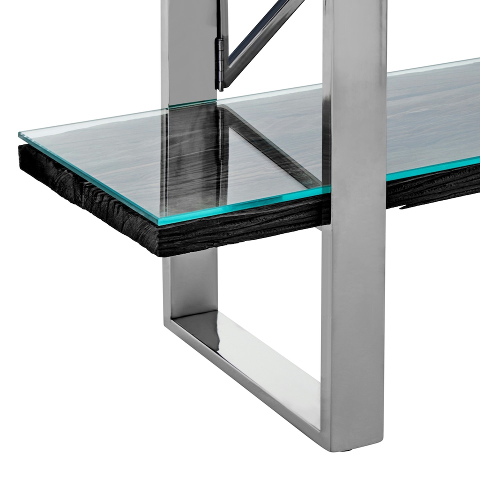 image 1 of Interiors by Premier Black Four‑Tier Shelf Unit, Matte Black Open Frame Bookcase with 4 Shelves, Storage Book Rack Silver