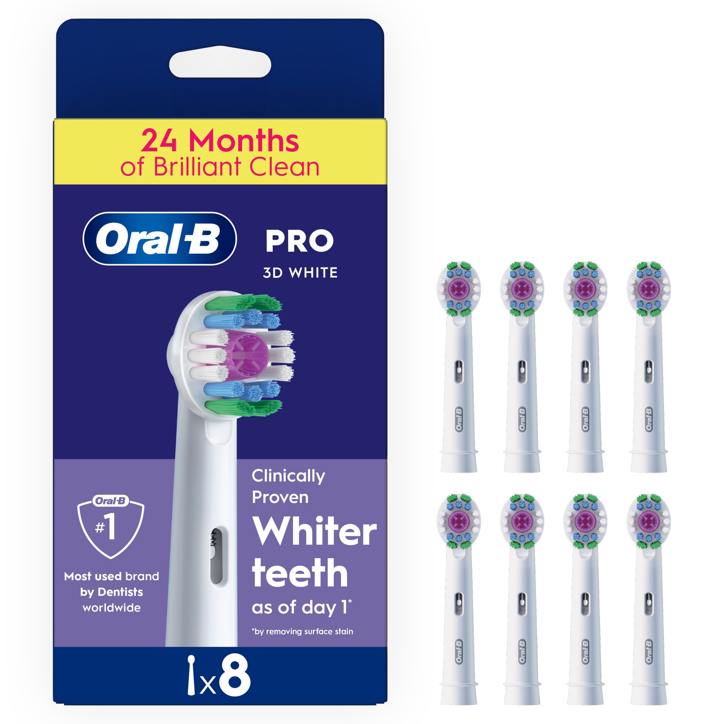 Oral-B Pro 3D White Toothbrush Heads, 8 Counts