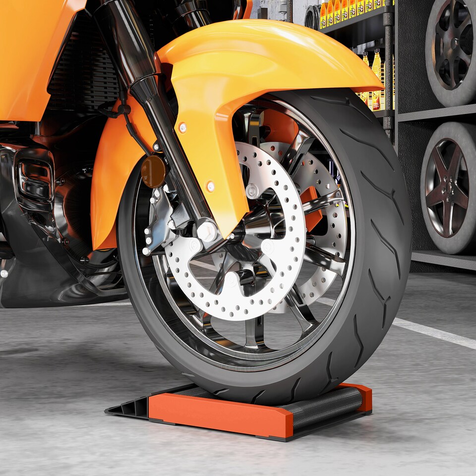 image 1 of HOMCOM Motorcycle Wheel Roller Stand for Tyre Cleaning and Chain Lubrication