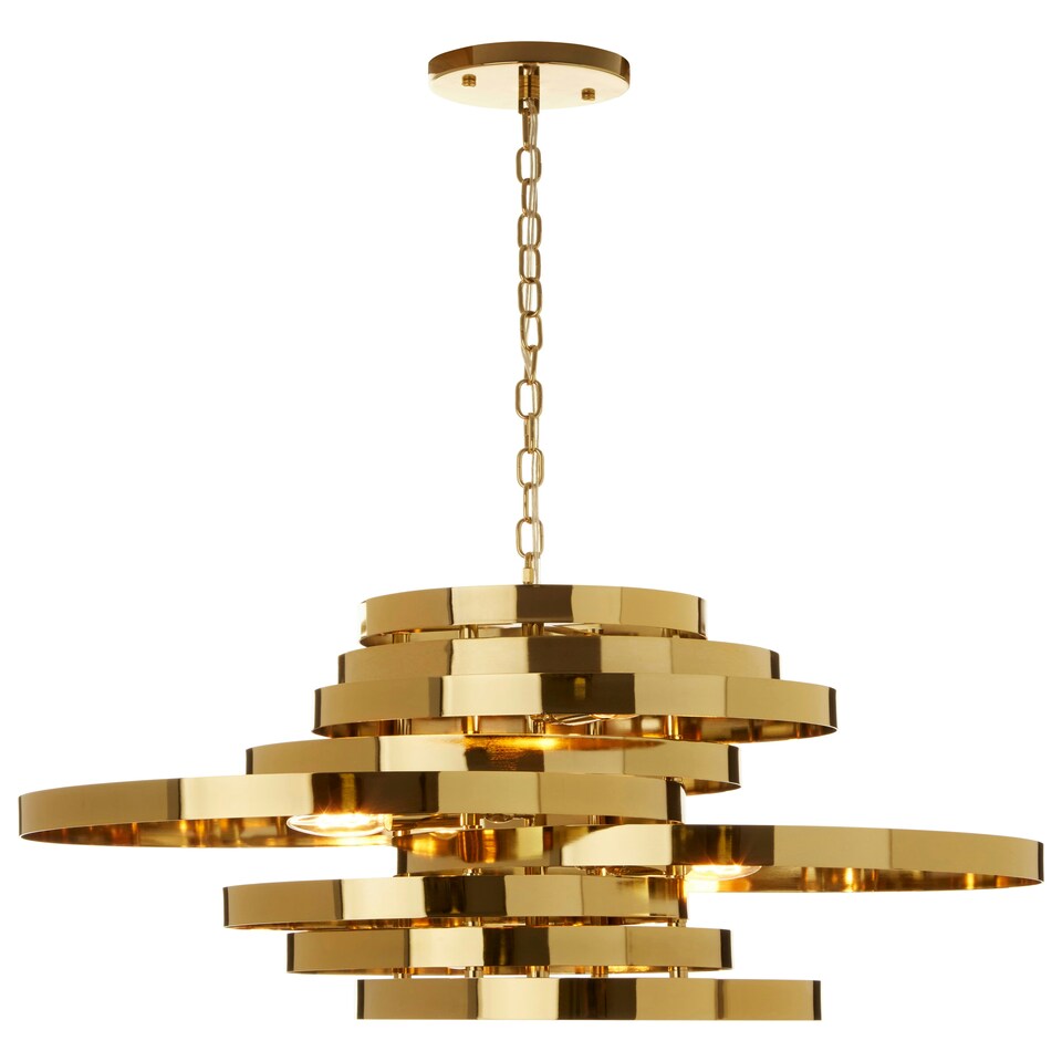 image 1 of Interiors by Premier 5 Bulb Gold Finish Pendant Lamp, Cascading Luxe-Inspired Lighting For Dining Room Or Living Room