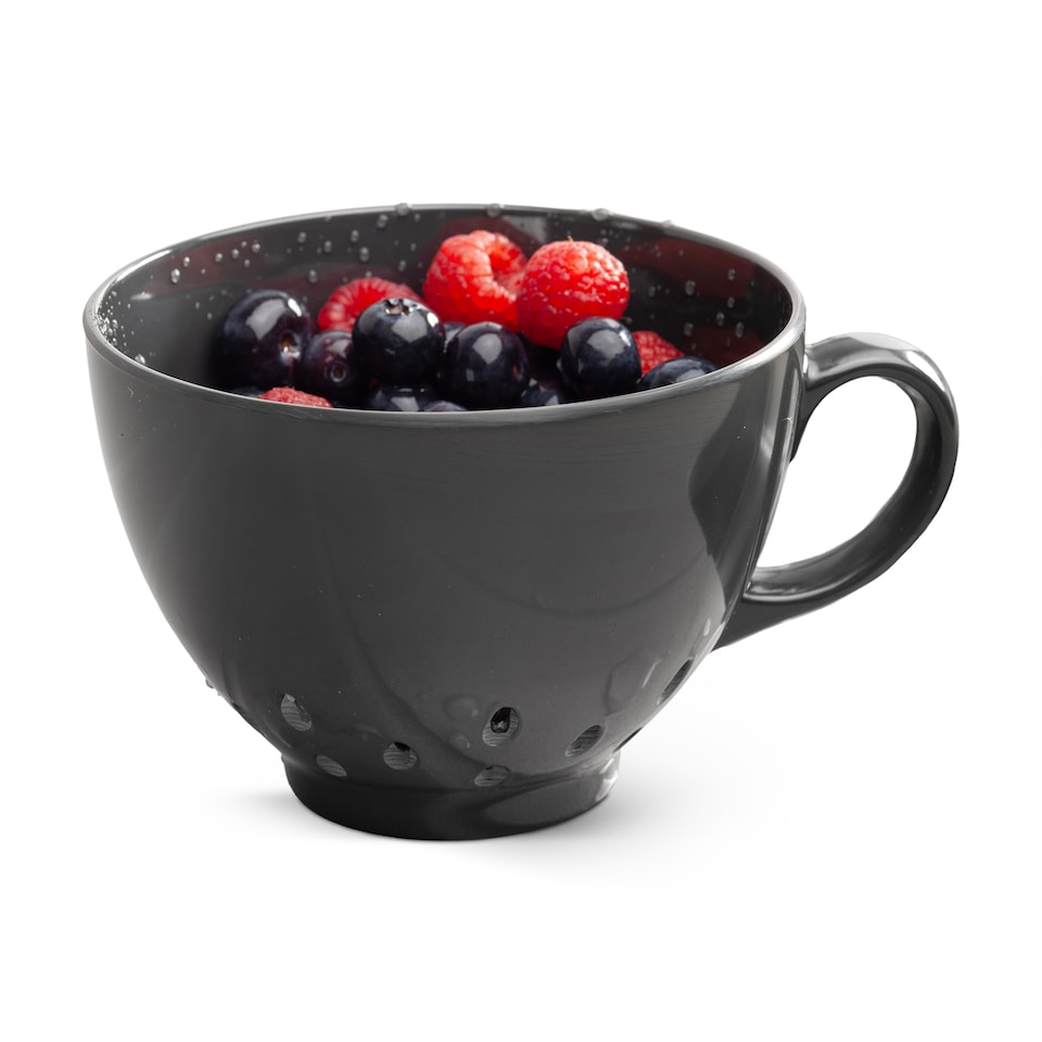 image 1 of Zeal Berry Colander Cup, Melamine Fruit and Berry Strainer, Dark Grey