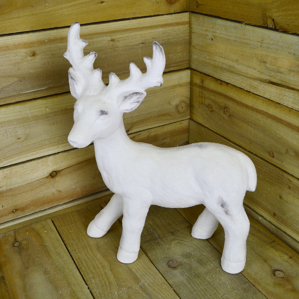 image 1 of 52cm Snow Effect Standing Pot Reindeer Christmas Ornament