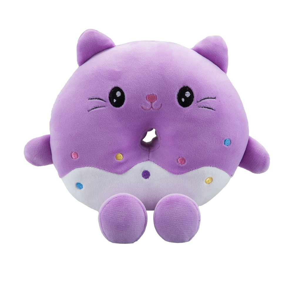 image 1 of Cat Donut Soft Toy Animal Food Plush Cuddly Soft Furry Fluffy 18cm Purple
