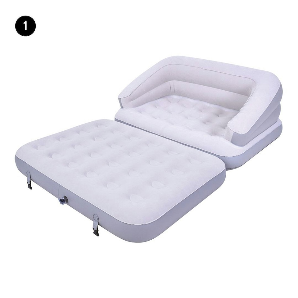 image 1 of Benross 5in1 Inflatable Flocked Sofa Bed | Grey | Double