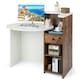 image 1 of COSTWAY Reception Desk with Lockable Drawer White White