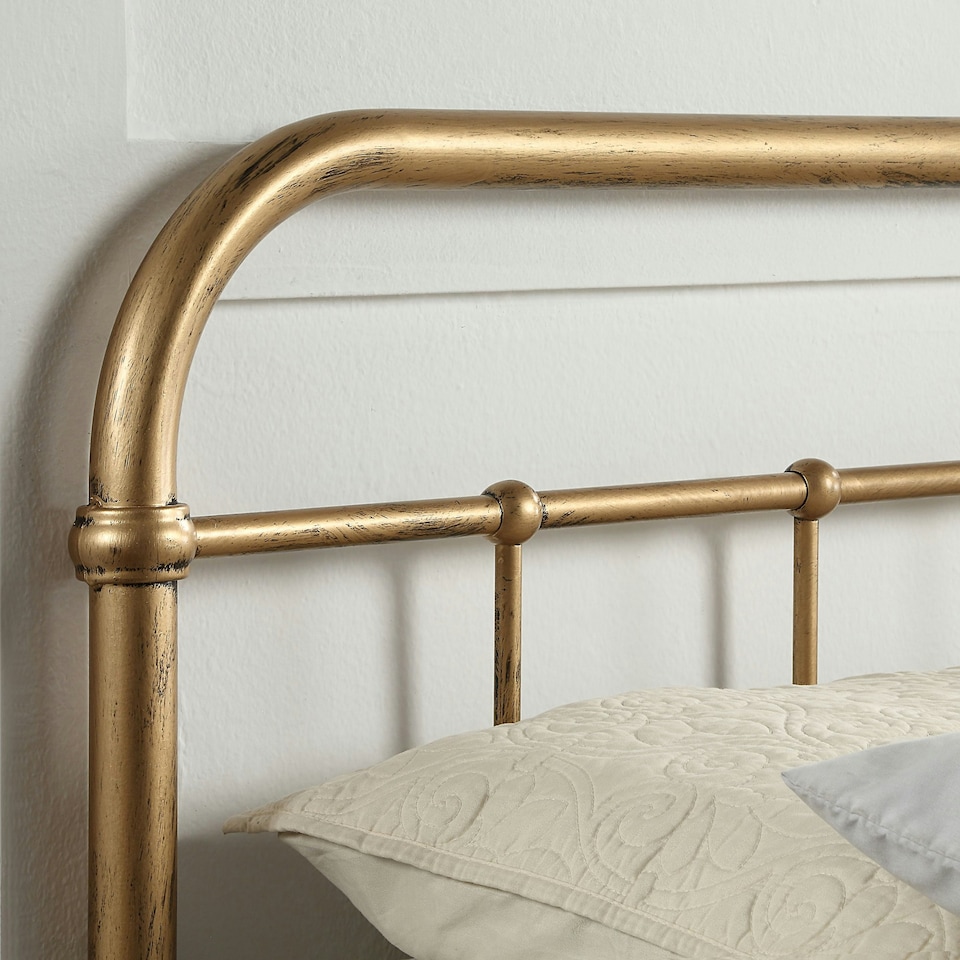 image 1 of Tewin Vintage Hospital Style Brass Metal Bed Frame (King)