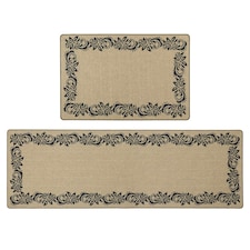 JVL Elegance Machine Washable Entrance Doormat and Runner Set - Border