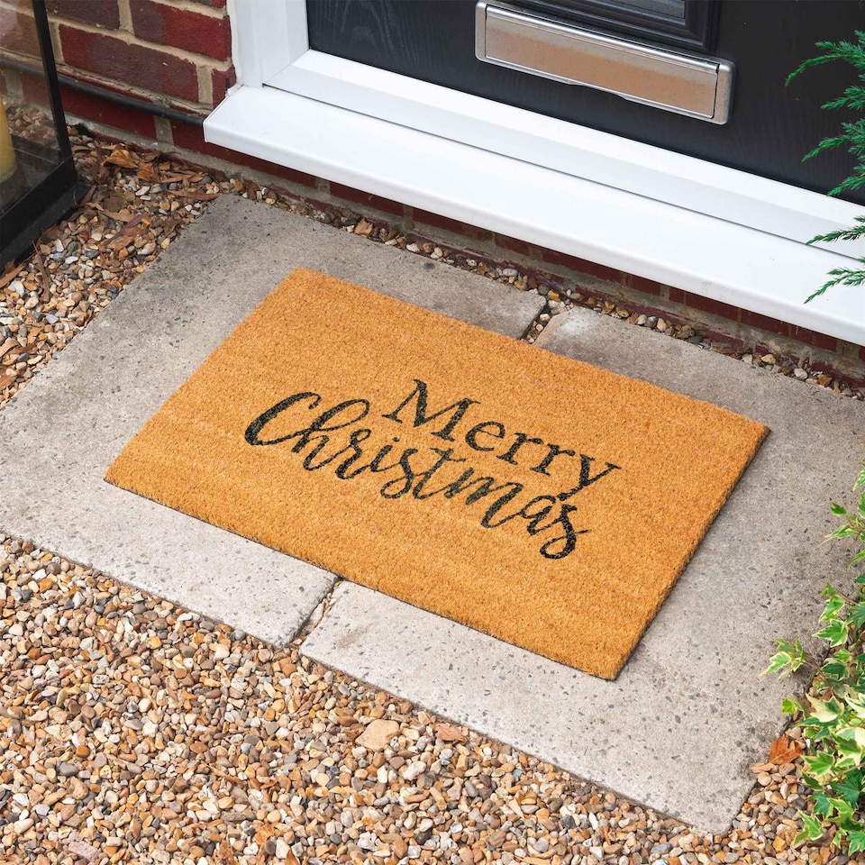 image 1 of Nicola Spring Christmas Coir Door Mat - 60 x 40cm - Merry Christmas