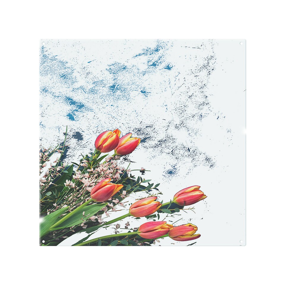 image 1 of Flowers On Marble Splash Back | White