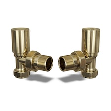 Round - Polished Brass Radiator Valves Angled 8mm
