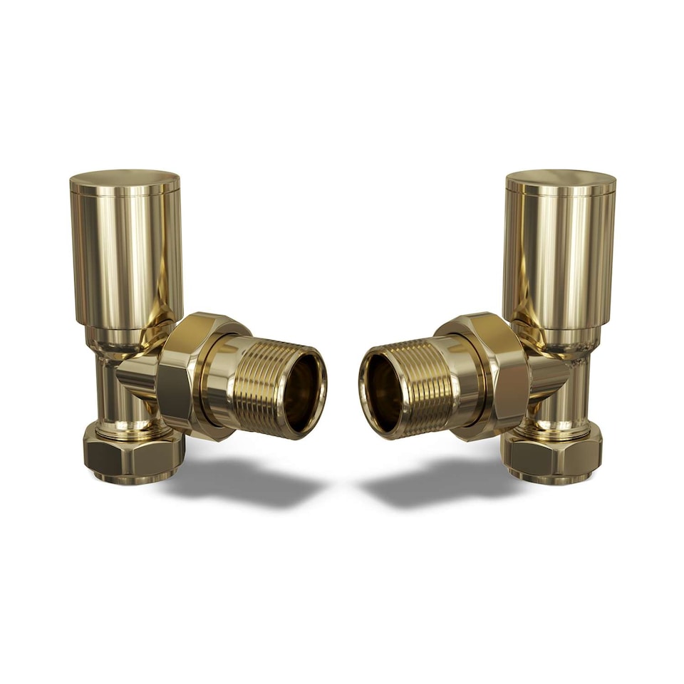 image 1 of Round - Polished Brass Radiator Valves Angled 8mm