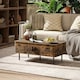 image 2 of HOMCOM Coffee Table with Storage and Sliding Doors for Living Room Brown