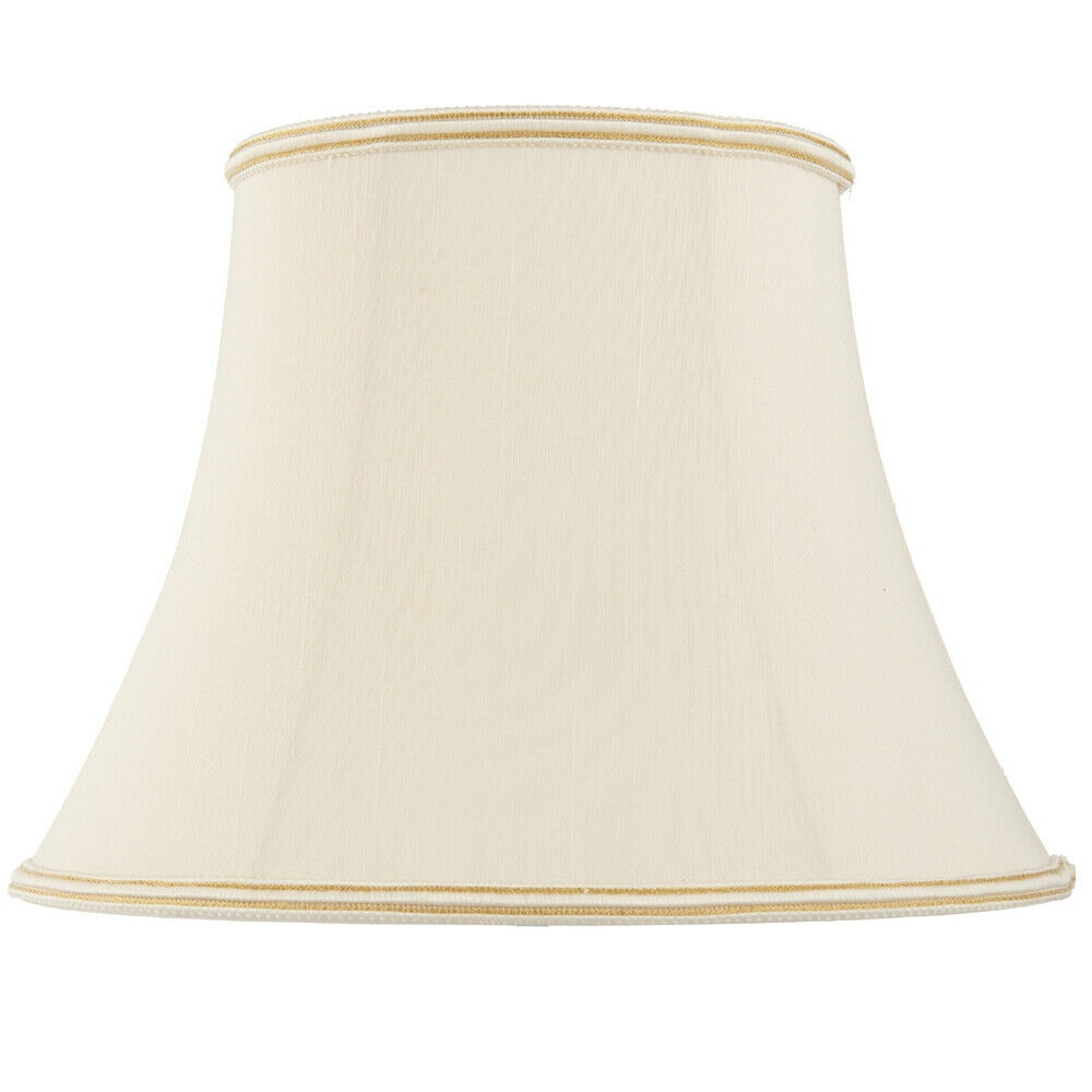 Loops 14" Bowed Oval Handmade Lamp Shade Cream Fabric Classic Table Light Bulb Cover