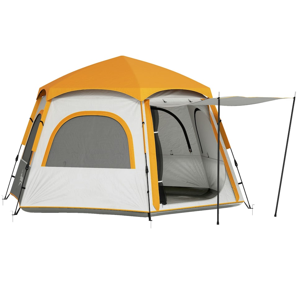 image 1 of Outsunny Instant Camping Tent, 4 Person Easy Setup Dome Tent, Light Grey Grey | Light Grey