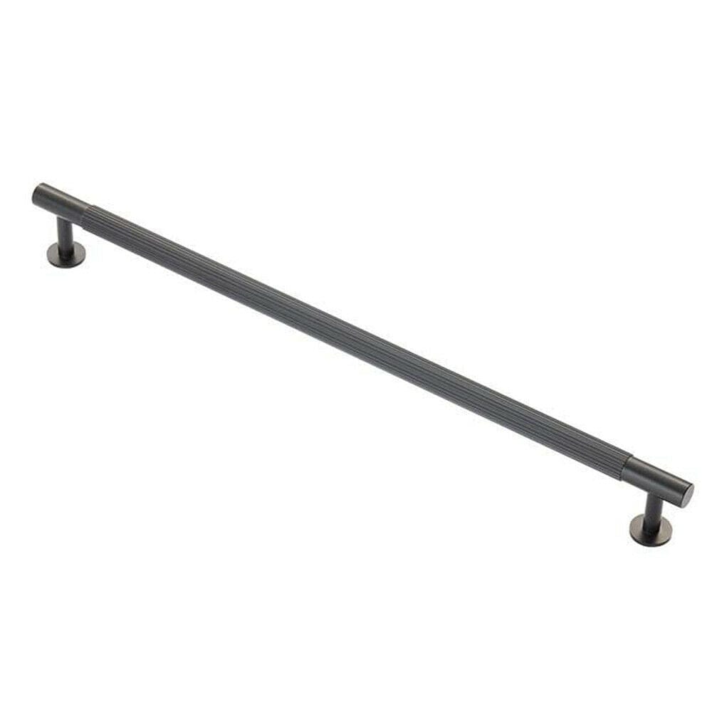 Loops Lined Bar Door Pull Handle - 370mm x 13mm - 320mm Centres - Matt Black