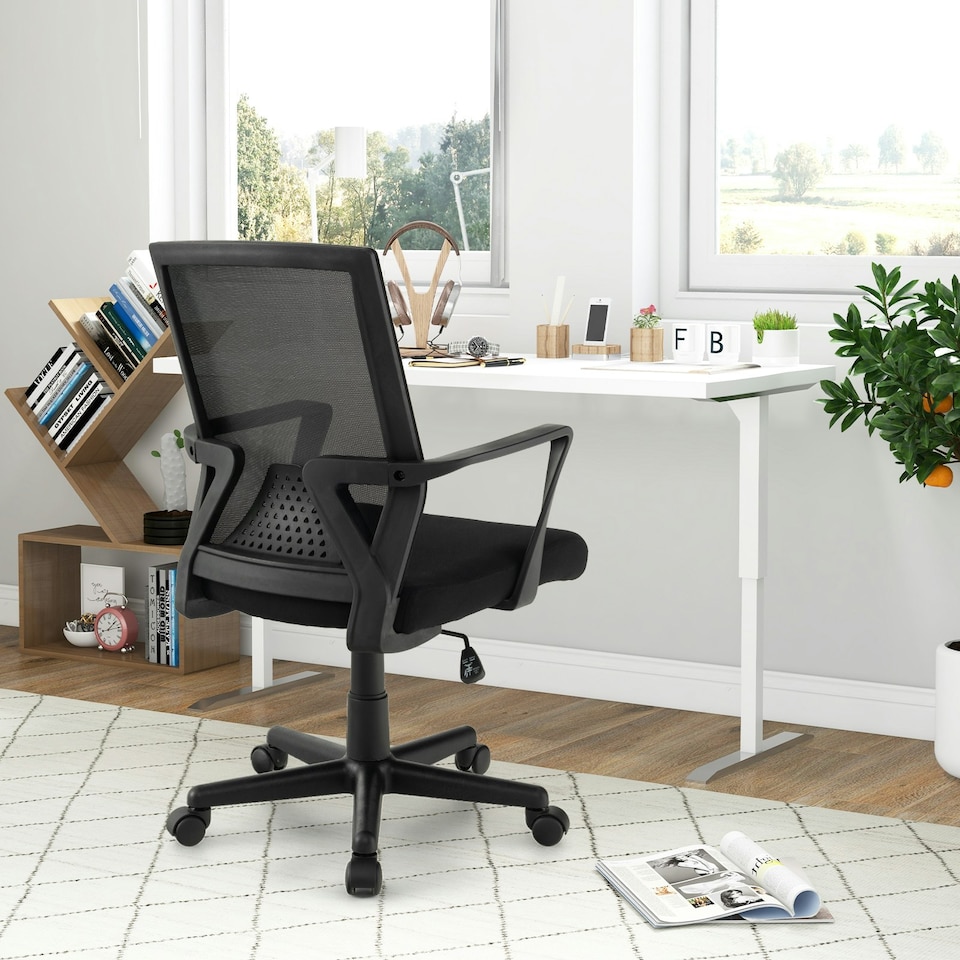 image 1 of COSTWAY Home Office Chair Ergonomic Desk Chair Black Black
