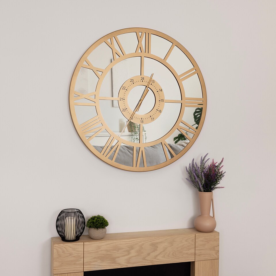 image 1 of Coniston Indoor Outdoor Mirrored Skeleton Wall Clock 80cm