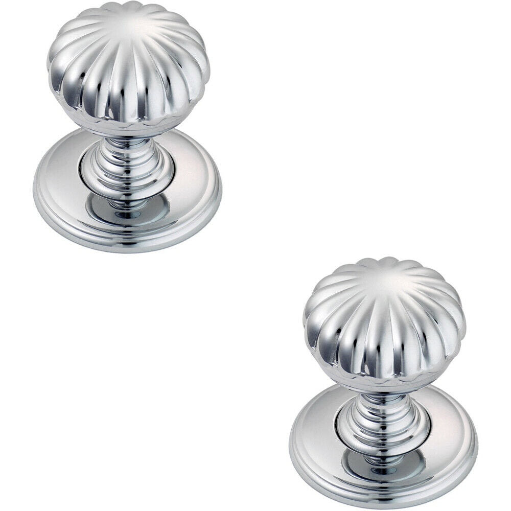 Loops 2x Flower Design Textured Cupboard Door Knob 31mm Diameter Polished Chrome