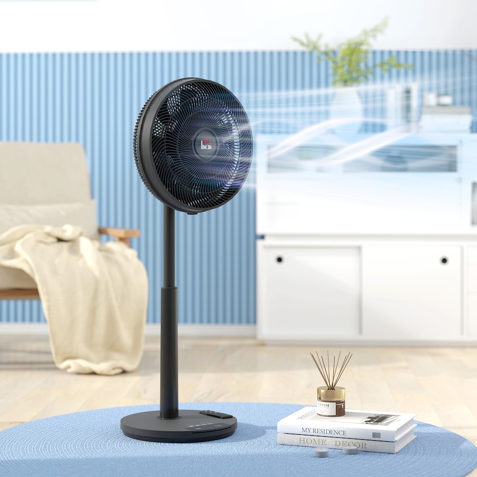 image 1 of HOMCOM Quiet Pedestal Fan with Oscillating, Tilt | Black