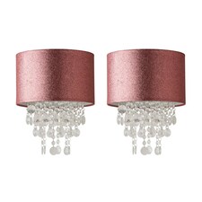 ValueLights Bonita Pair Pink Glitter Droplets Shades and Bulbs