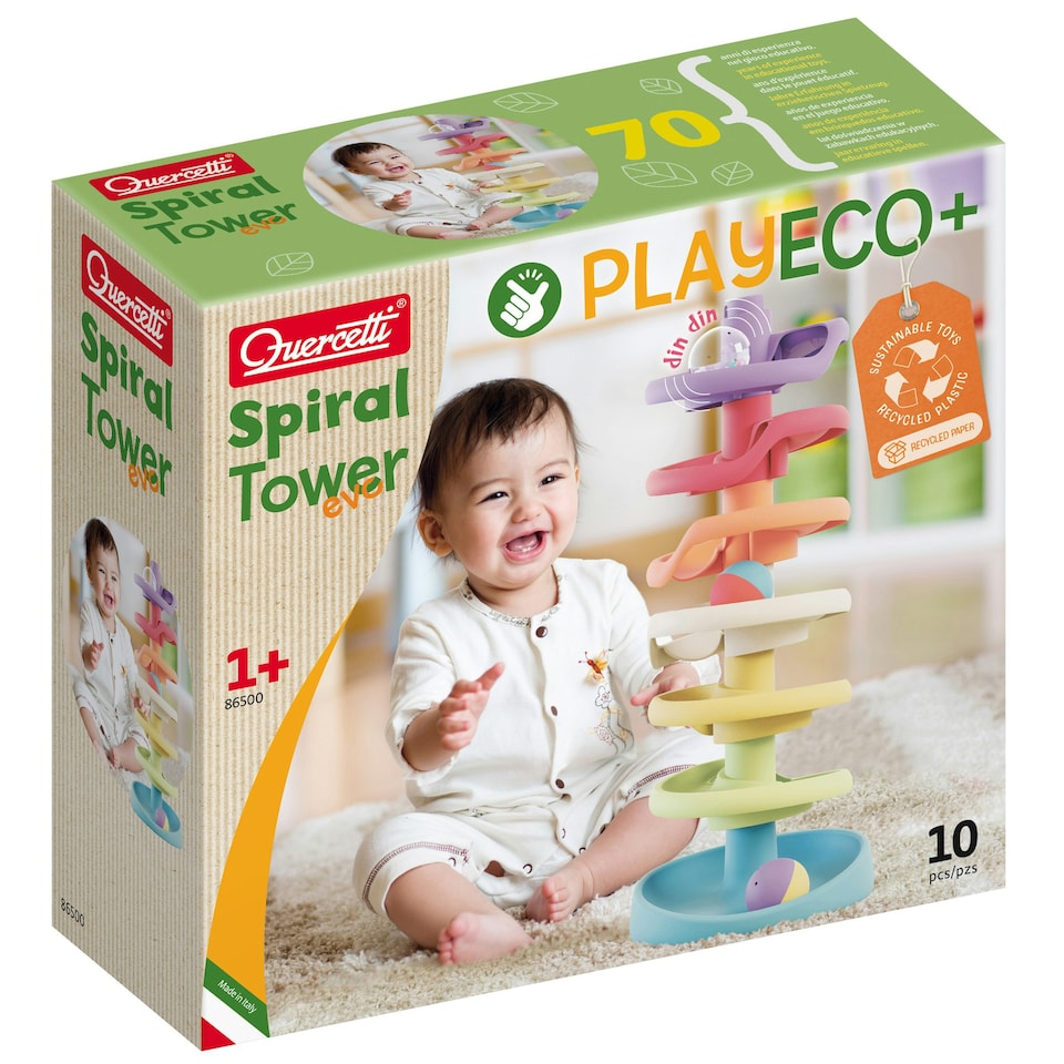 image 1 of Quercetti Play EcoPlus Spiral Tower Evo 10 Pieces