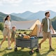 image 2 of Outsunny Folding Trolley on Wheels, Garden Cart with Openable Sides, Grey