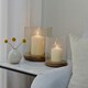 image 8 of Amelia Ribbed Glass Wooden Candle Holder Clear
