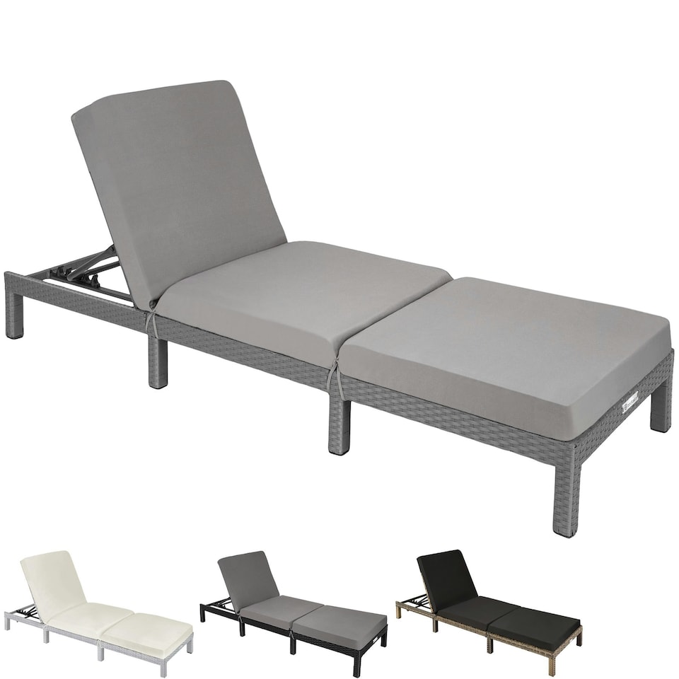 image 1 of Sun Lounger Sofia - 6-step adjustable backrest, thick padding, UV-resistant Grey