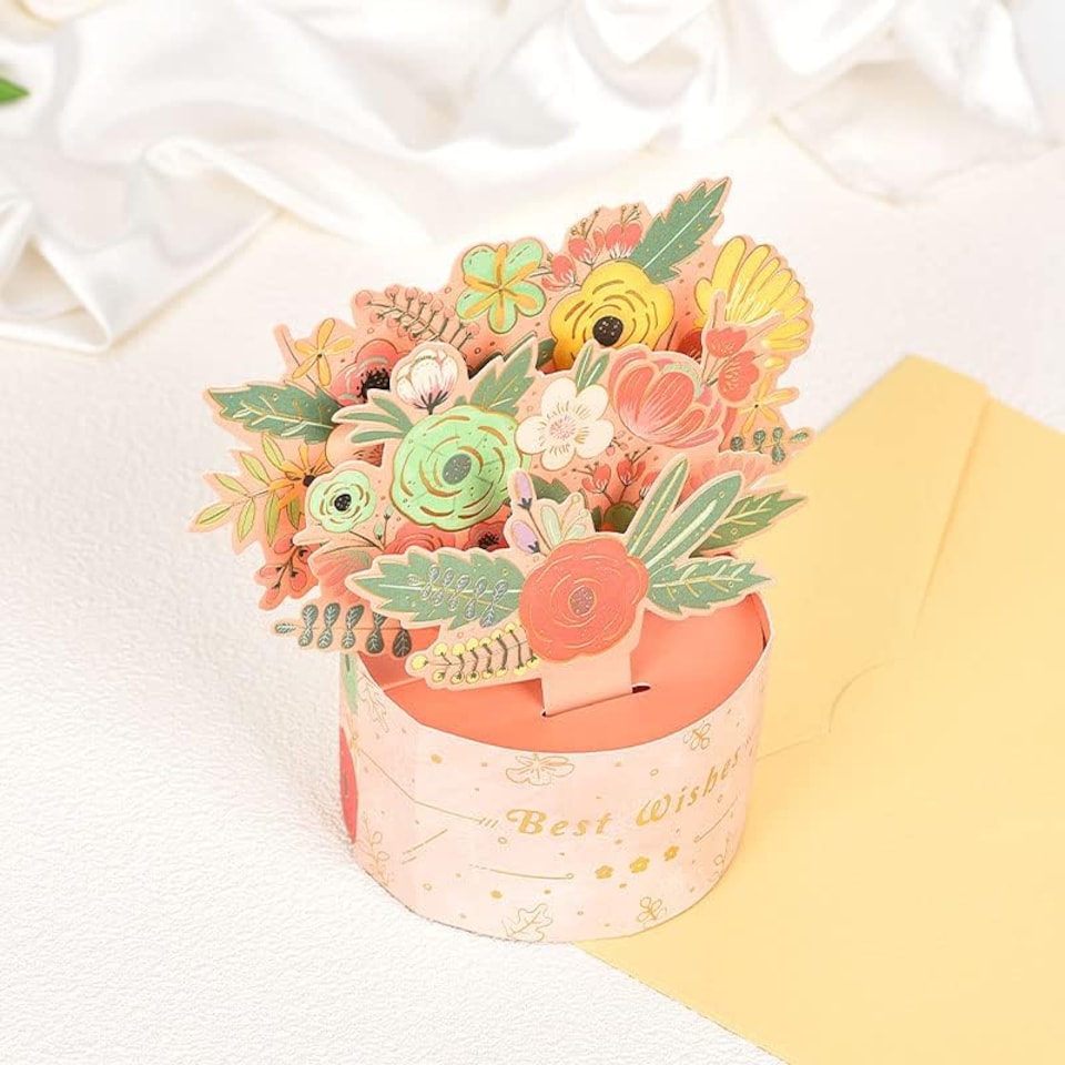 image 1 of Floral Charm in Pink Vase 3D Pop Up Greeting Card