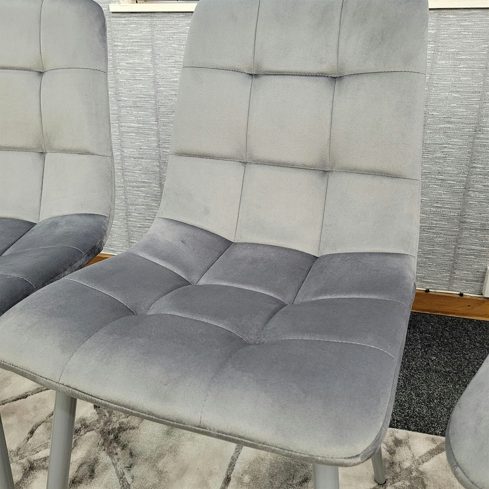 image 1 of Dining Chairs Set of 4 Grey Velvet Kitchen Chairs Grey