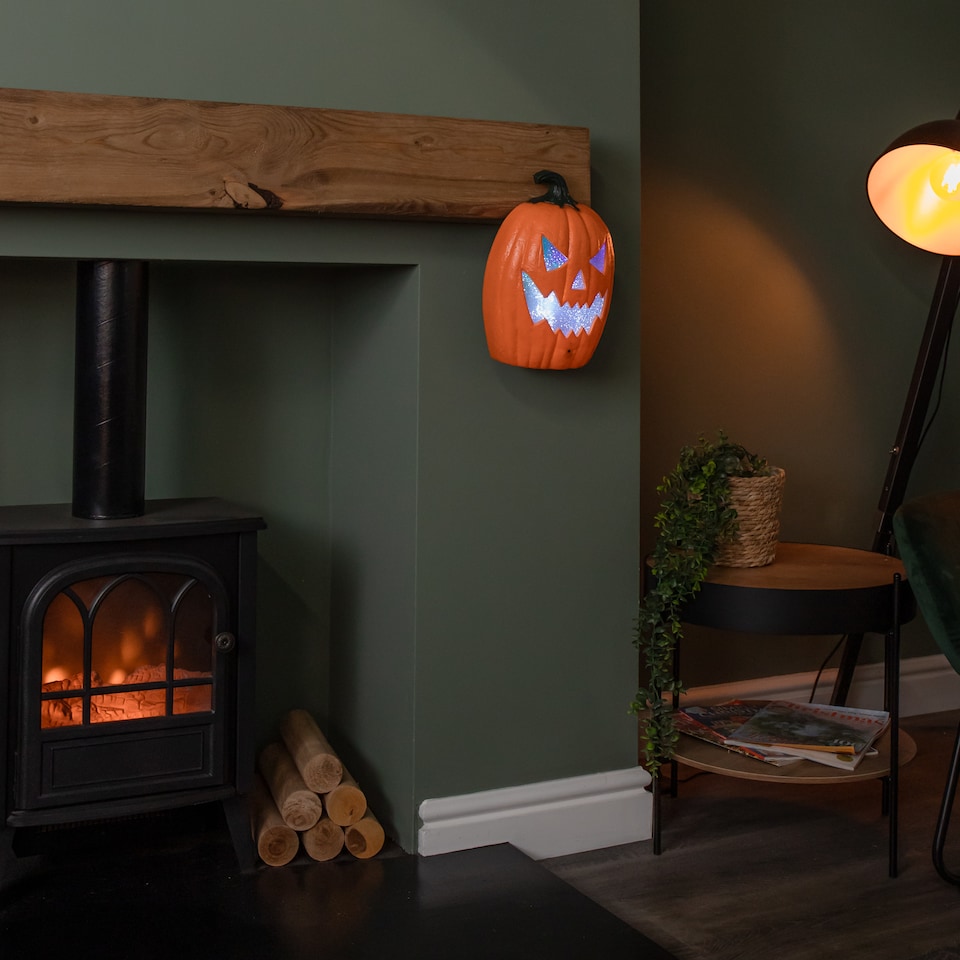 image 1 of 22cm Battery Operated Light up Laughing Jack O' Lantern Halloween Decoration with LEDs