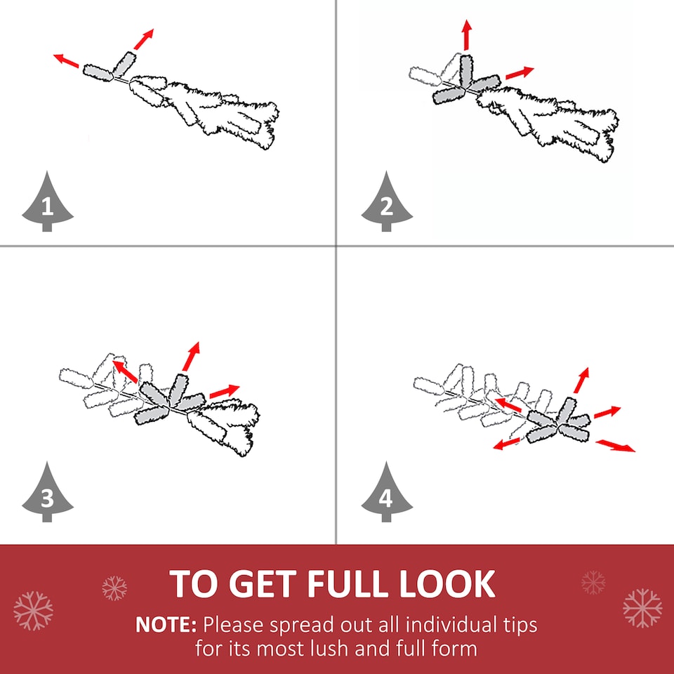 image 1 of HOMCOM 1.8m 6ft PreLit Christmas Tree Artificial Spruce Xmas Tree Warm White LED Holiday Decor with Metal Stand