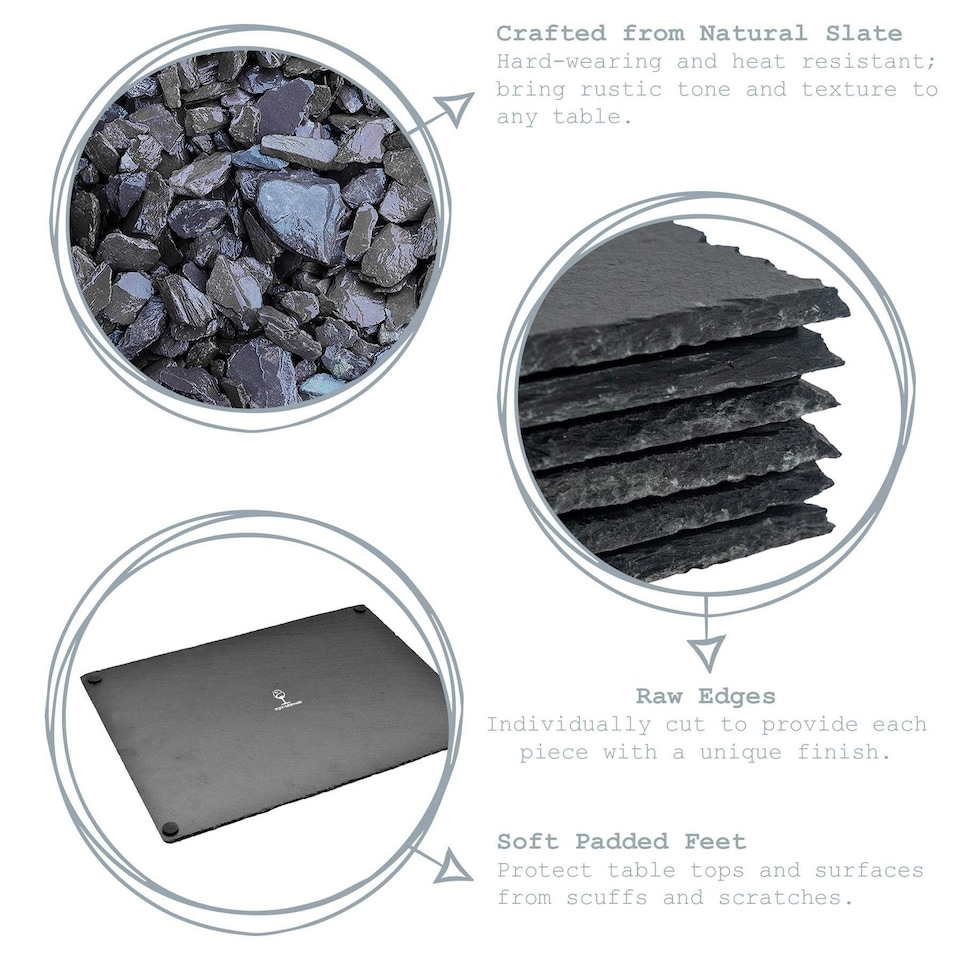 image 1 of Argon Tableware Square Slate Placemats - 33cm - Pack of 6 Black