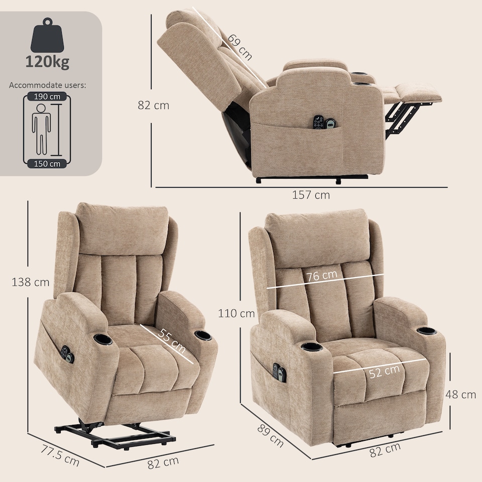 image 1 of HOMCOM Power Recliner Chair w/ Massage and Heat, Electric Lift Chair