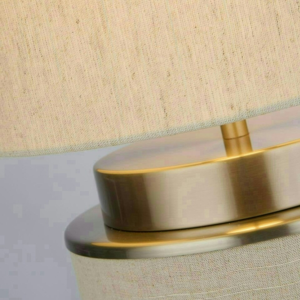 image 1 of Marriot Natural Hessian and Satin Nickel Table Lamp Cream