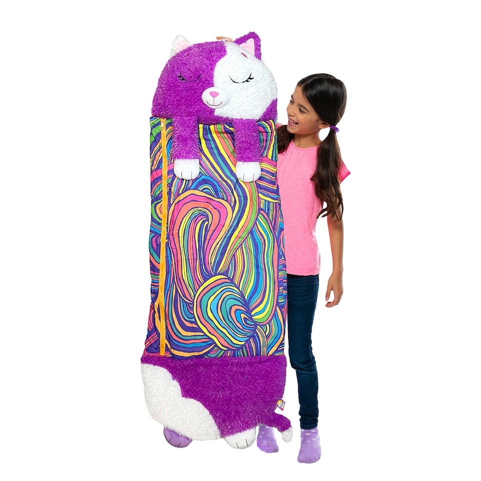 image 1 of Happy Nappers Purple White Cat Large