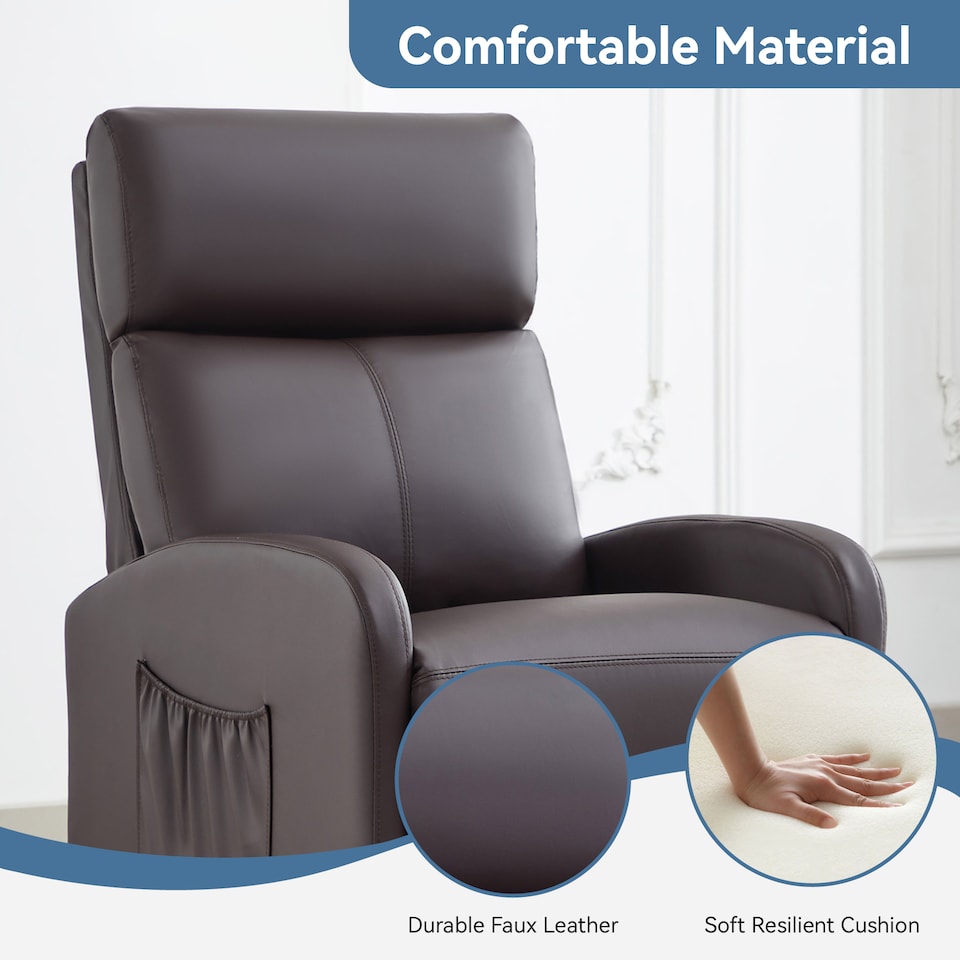 image 1 of MCC Direct Push Back Chair Faux Leather Reclining Pushback Armchair Sofa