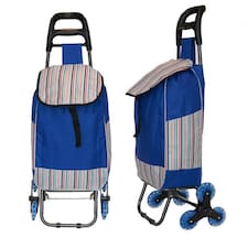3 Wheel Foldable Shopping Trolley | Stair Climbing Grocery Cart with Removable Bag