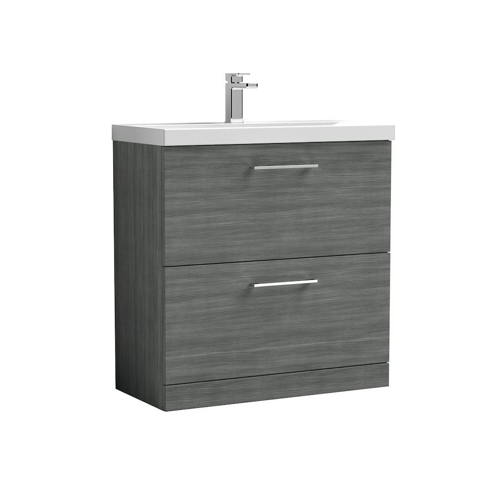 image 1 of Balterley Contemporary Bathroom Floor Standing 2 Soft-Close Drawer Vanity Unit & Mid-Edge Ceramic Basin