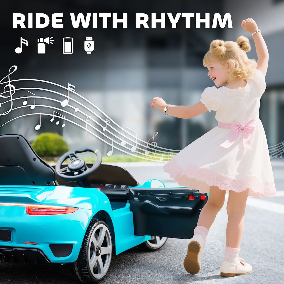 image 1 of AIYAPLAY Electric Car for Kids 12V Licensed RUF GT for 3-5 Years, Blue