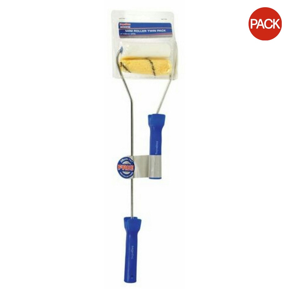 SupaDec Mini Paint Roller Set (Pack of 2) - Blue/Silver - One Size