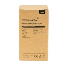 ValueLights 6 Pack B22 White Plastic Globe LED 4W Warm White 2700K 400lm Light Bulb