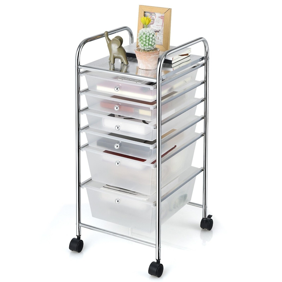 image 1 of COSTWAY 6-Drawer Multipurpose Mobile Rolling Utility Multi