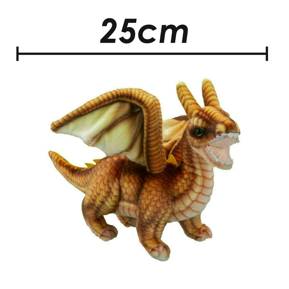 image 1 of Dragon Brown Soft Toy Realistic Looking Dragon Plushe Cuddly Fantasy 25cm Brown