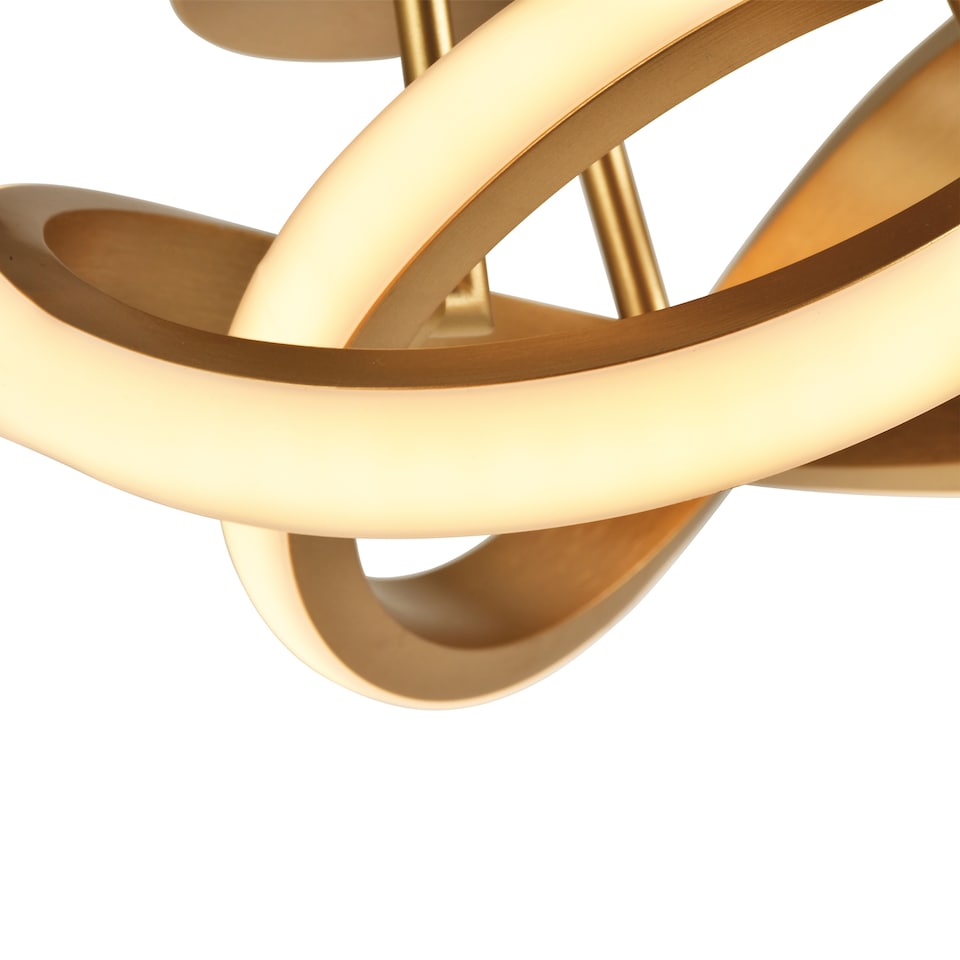 image 1 of Modern LED Gold Ceiling Light with Swirl Thick Metal Strip Creates 1253 Lumens | Gold