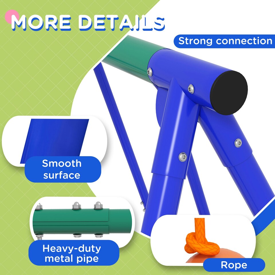 image 1 of Outsunny 3 in 1 Metal Kids Swing Set with Swing, Glider, Rocking Chair